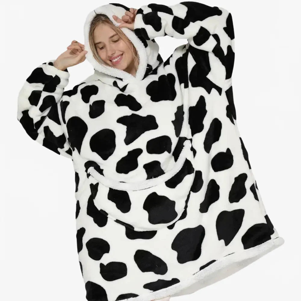 Poncho doux motif vache pour soirées cocooning-Poncho Passion
