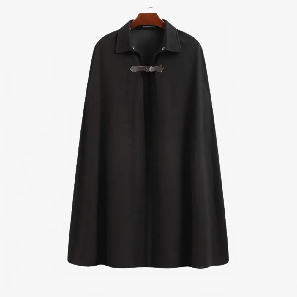 Poncho élégant à capuche noir pour homme-Poncho Passion
