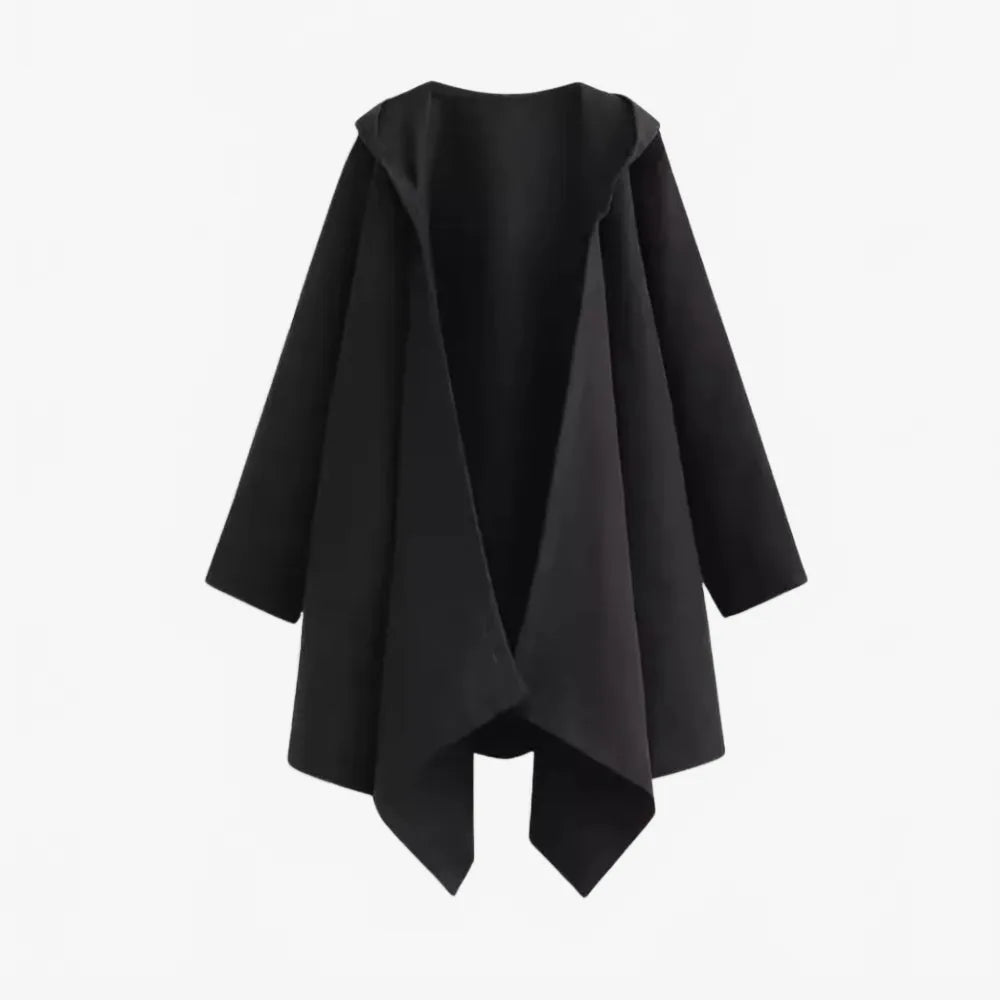 Poncho élégant à capuche noir pour toutes saisons-Poncho Passion