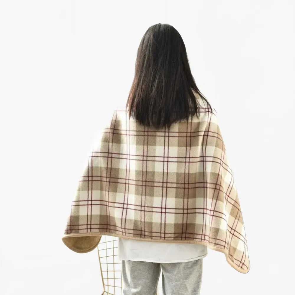 Poncho élégant à carreaux beige pour toutes saisons-Poncho Passion