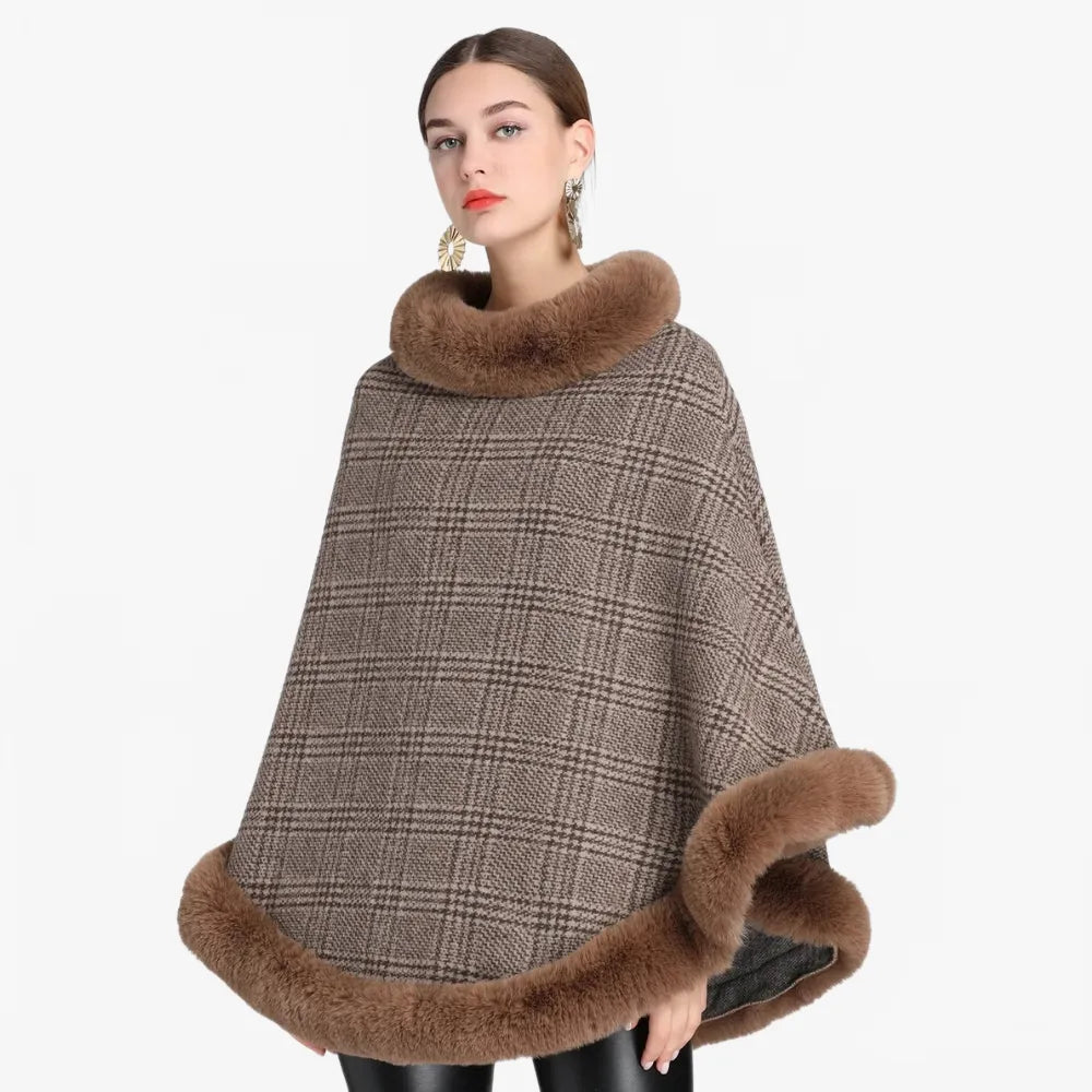 Poncho élégant à carreaux pour toutes saisons-Poncho Passion