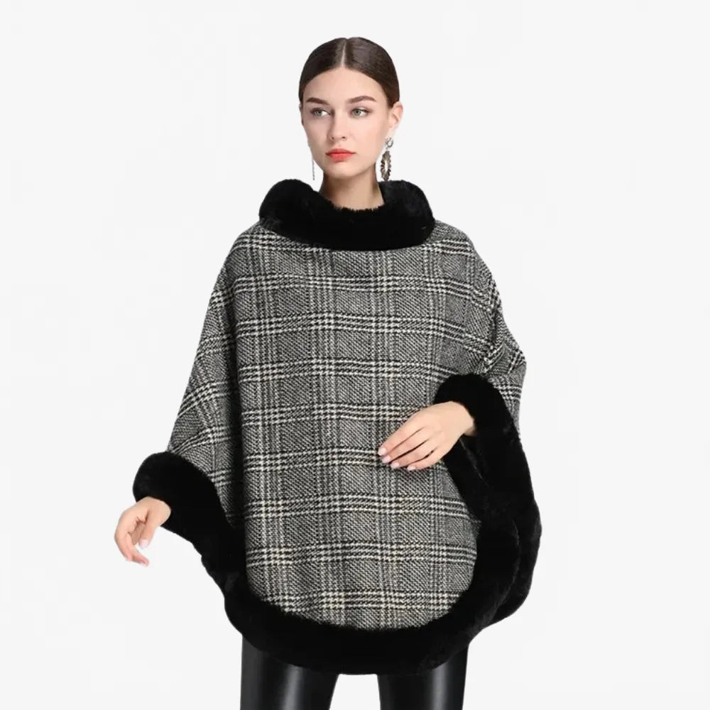 Poncho élégant à carreaux pour toutes saisons-Poncho Passion