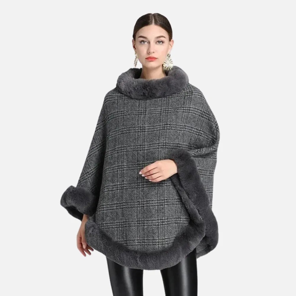 Poncho élégant à carreaux pour toutes saisons-Poncho Passion