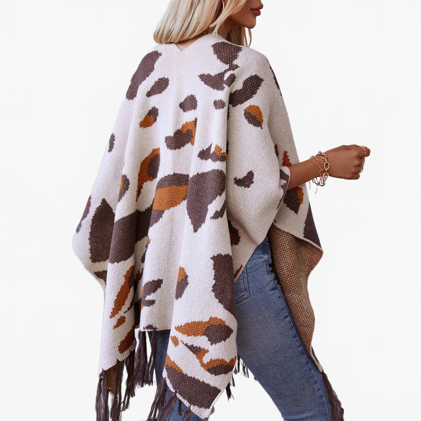 Poncho élégant à franges pour toutes saisons-Poncho Passion
