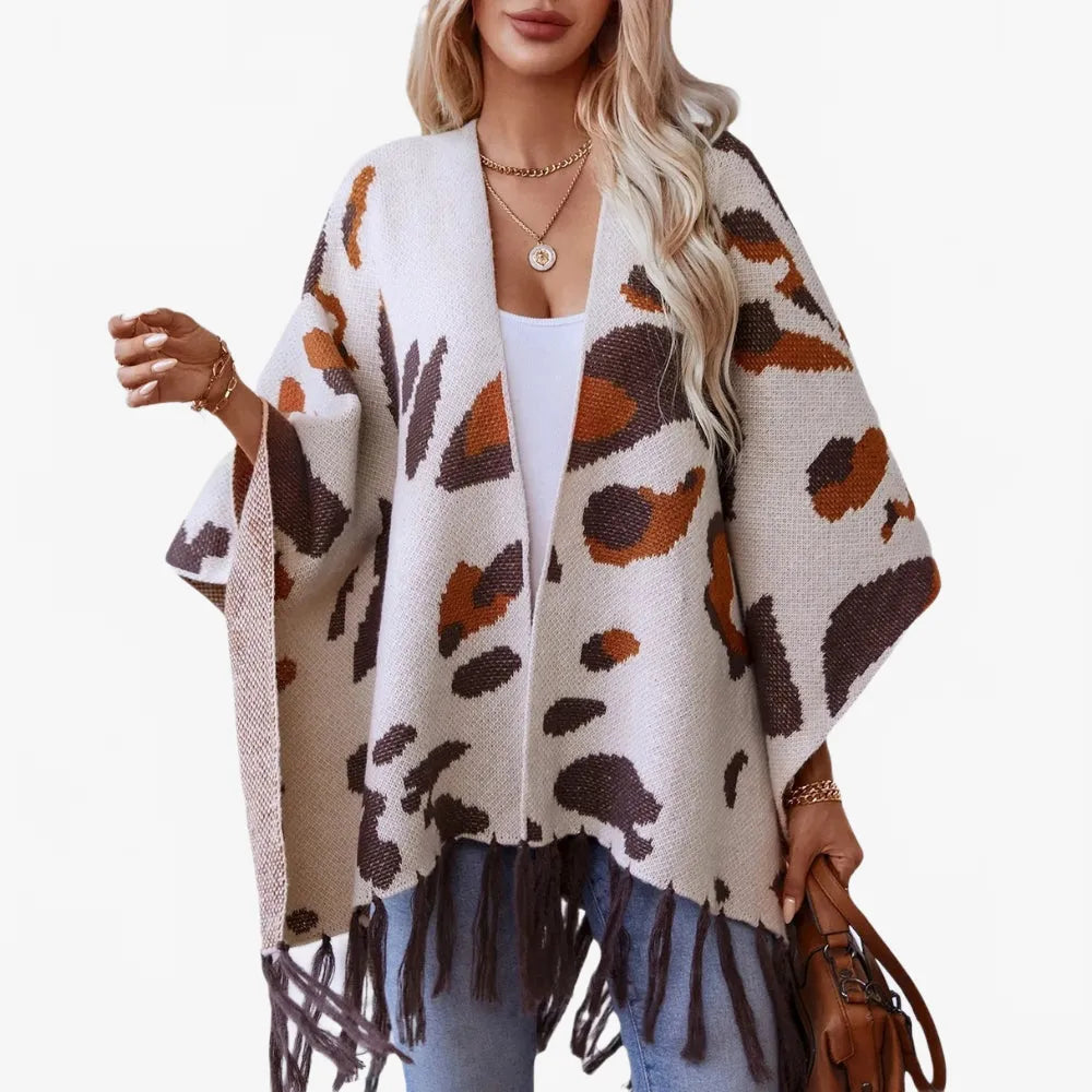 Poncho élégant à franges pour toutes saisons-Poncho Passion
