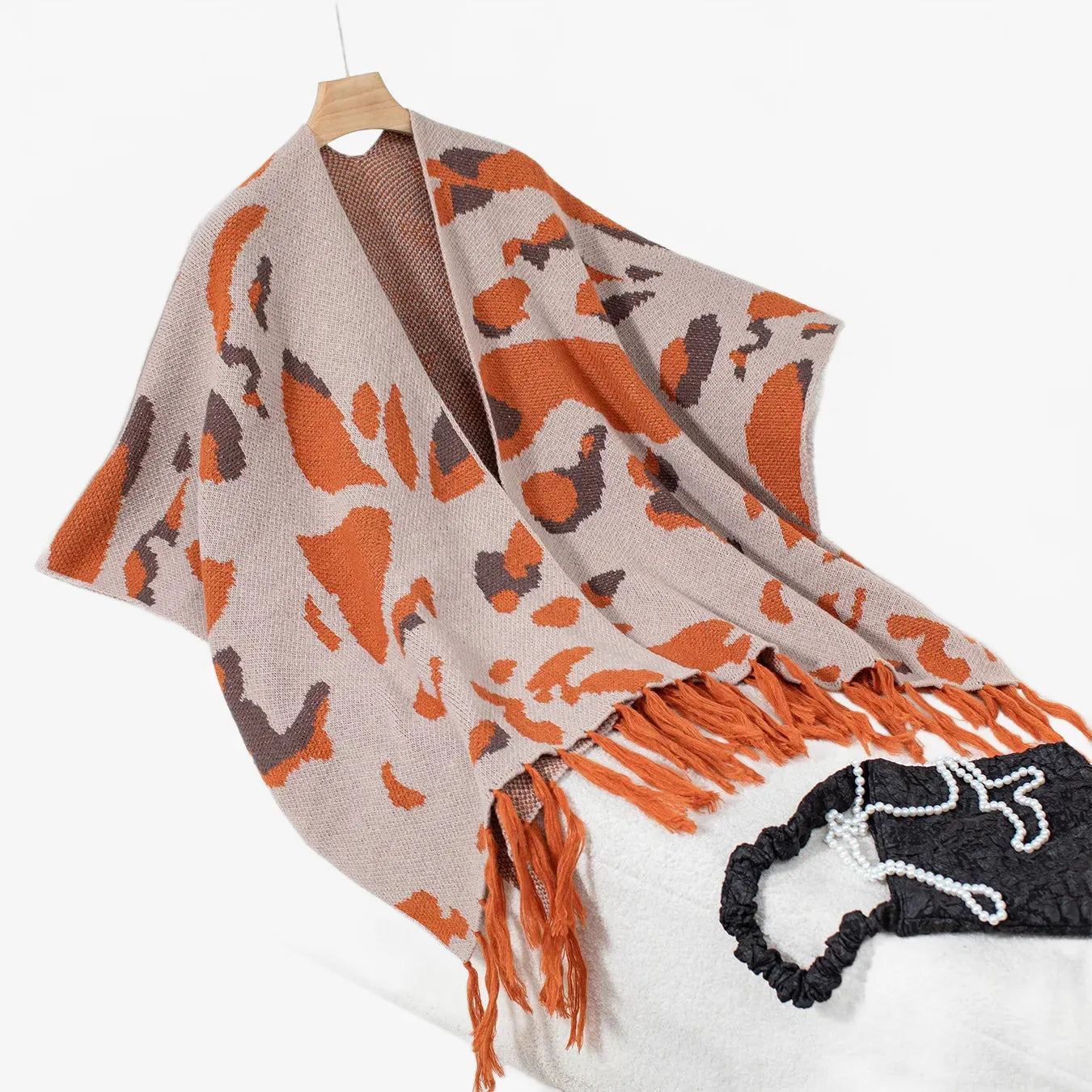Poncho élégant à franges pour toutes saisons-Poncho Passion