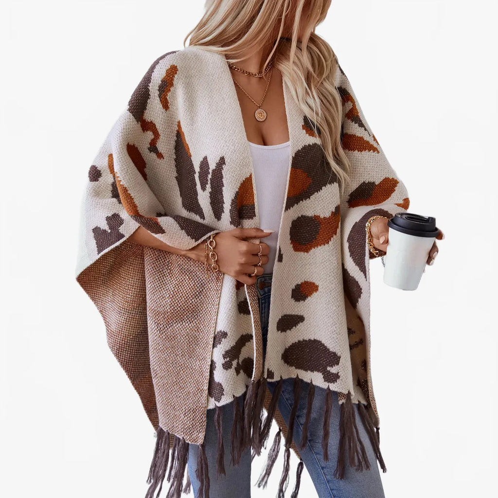Poncho élégant à franges pour toutes saisons-Poncho Passion