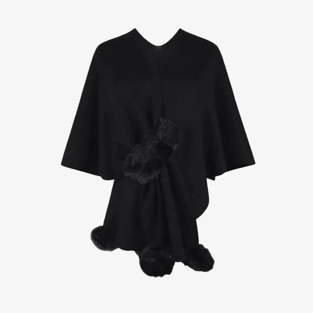 Poncho élégant à pompons pour toutes saisons-Poncho Passion