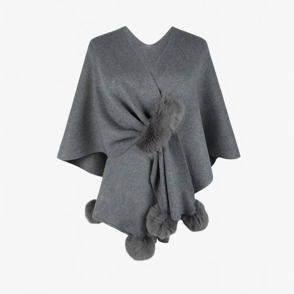 Poncho élégant à pompons pour toutes saisons-Poncho Passion