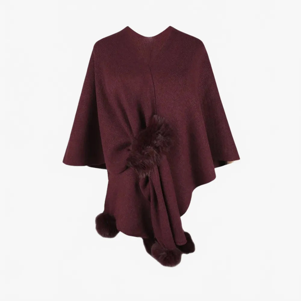 Poncho élégant à pompons pour toutes saisons-Poncho Passion