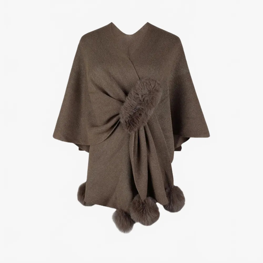 Poncho élégant à pompons pour toutes saisons-Poncho Passion