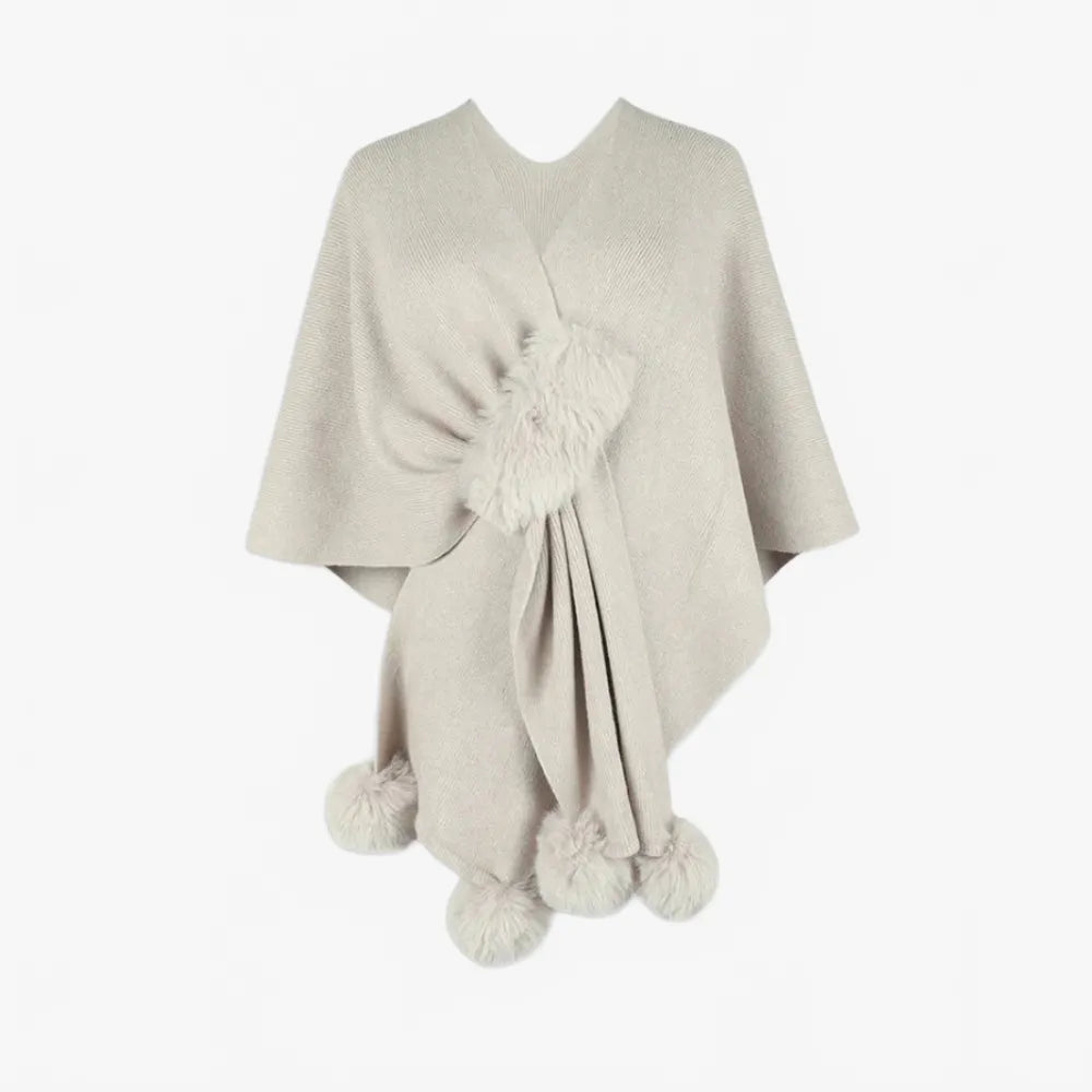 Poncho élégant à pompons pour toutes saisons-Poncho Passion