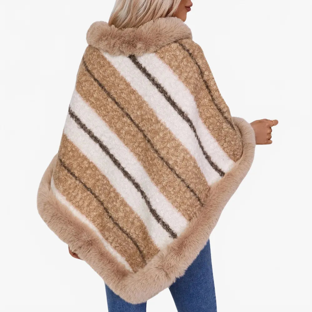 Poncho élégant à rayures pour hiver femme-Poncho Passion