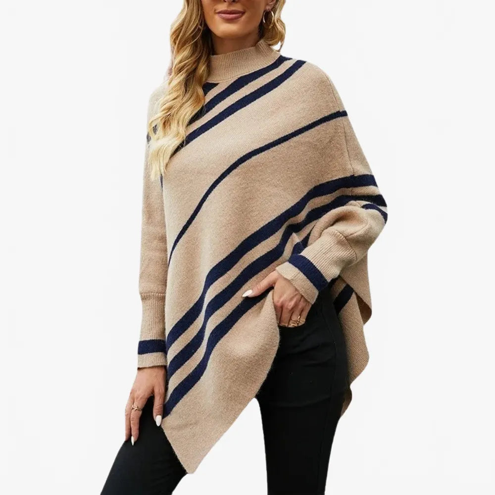 Poncho élégant à rayures pour toutes saisons-Poncho Passion