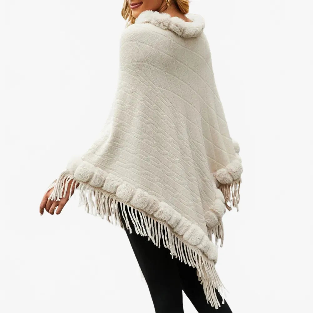 Poncho élégant avec franges pour un style bohème-Poncho Passion