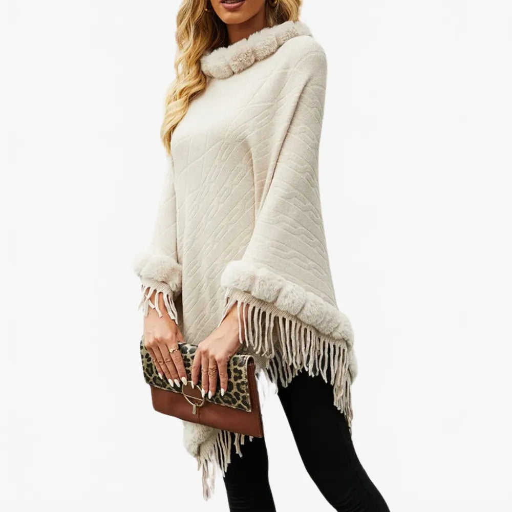 Poncho élégant avec franges pour un style bohème-Poncho Passion