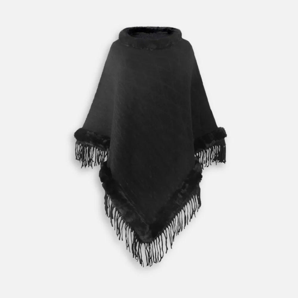 Poncho élégant avec franges pour un style bohème-Poncho Passion