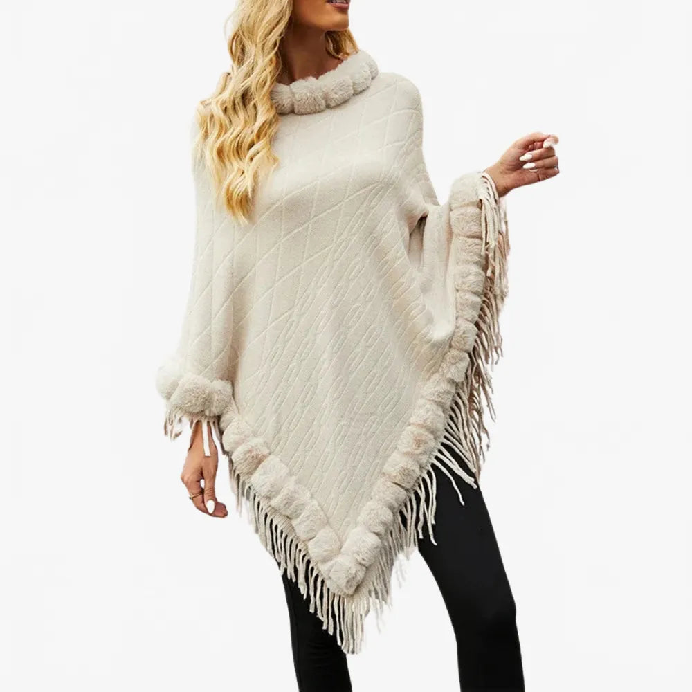 Poncho élégant avec franges pour un style bohème-Poncho Passion