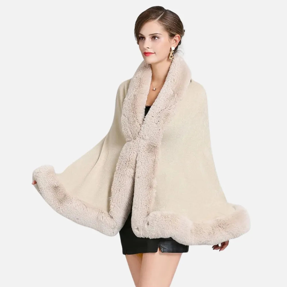 Poncho élégant beige pour l'hiver femme-Poncho Passion