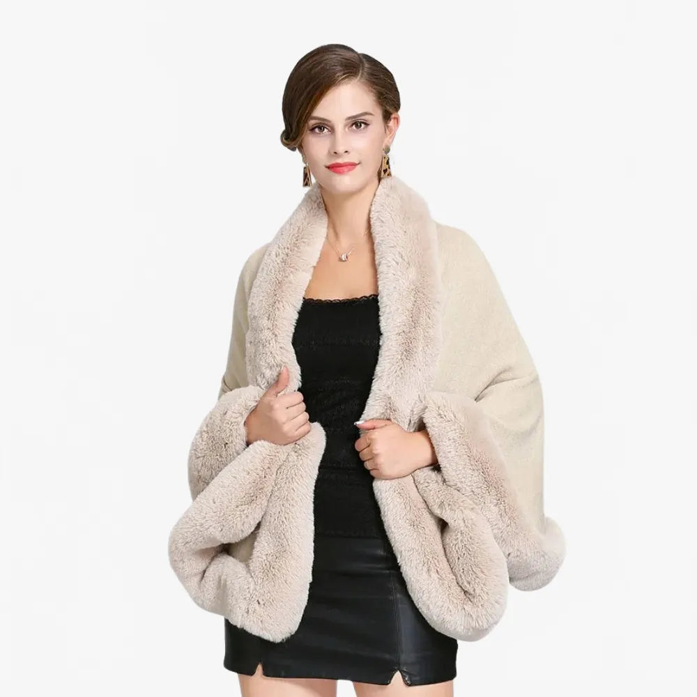 Poncho élégant beige pour l'hiver femme-Poncho Passion