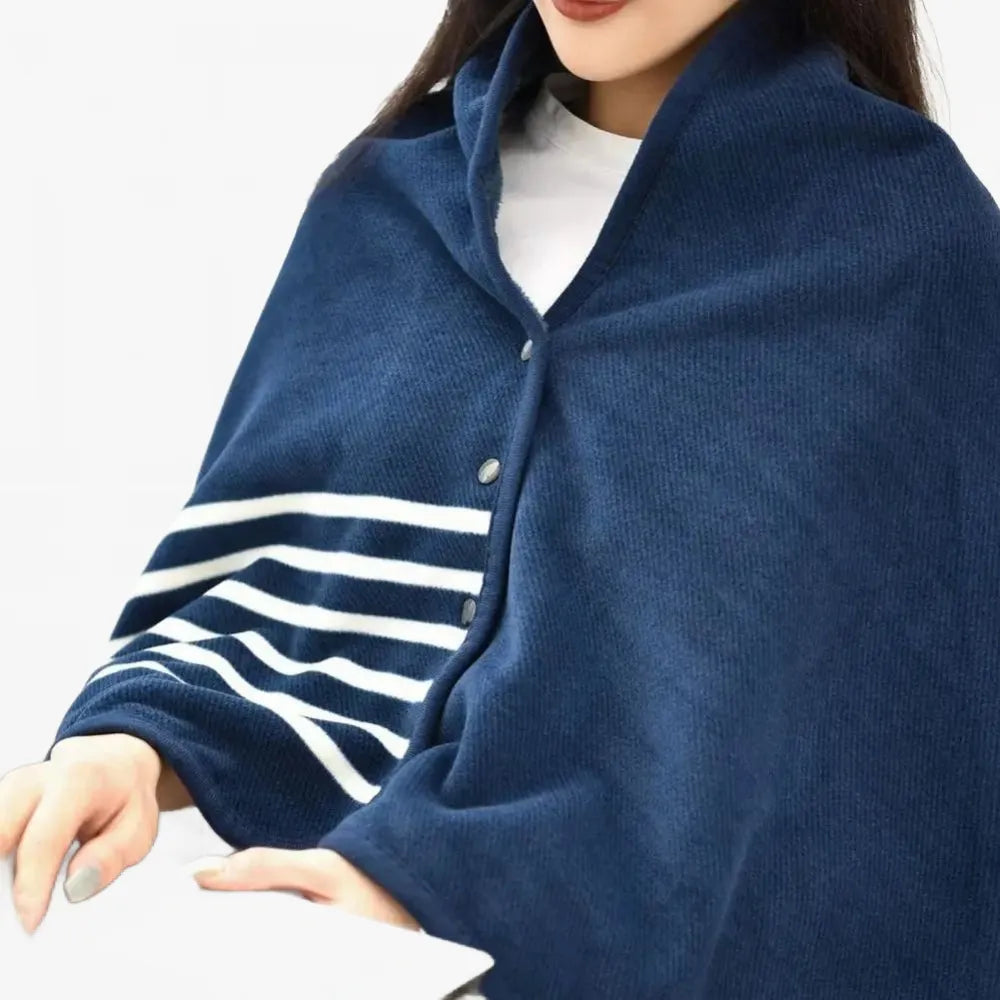 Poncho élégant bleu marine pour toutes saisons-Poncho Passion