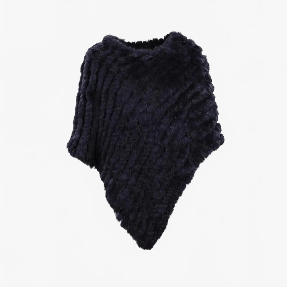 Poncho élégant bleu pour femmes ambiance hivernale-Poncho Passion