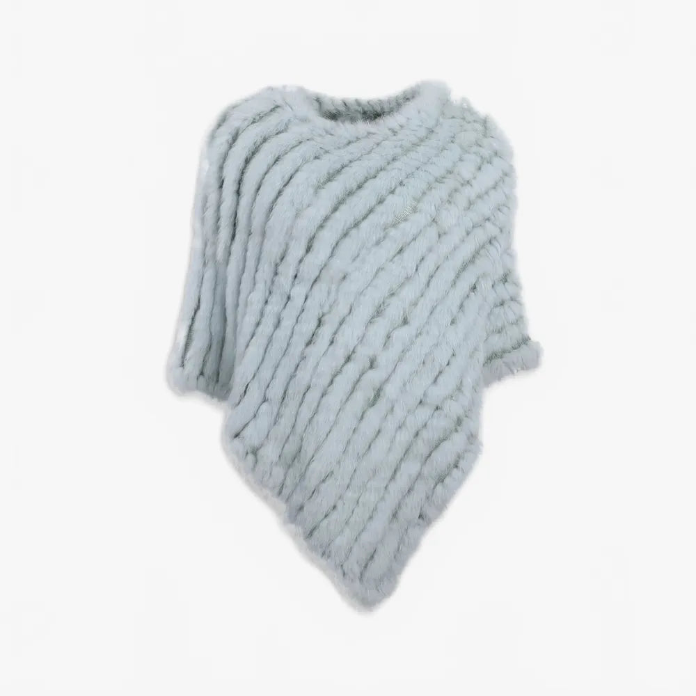 Poncho élégant bleu pour femmes ambiance hivernale-Poncho Passion