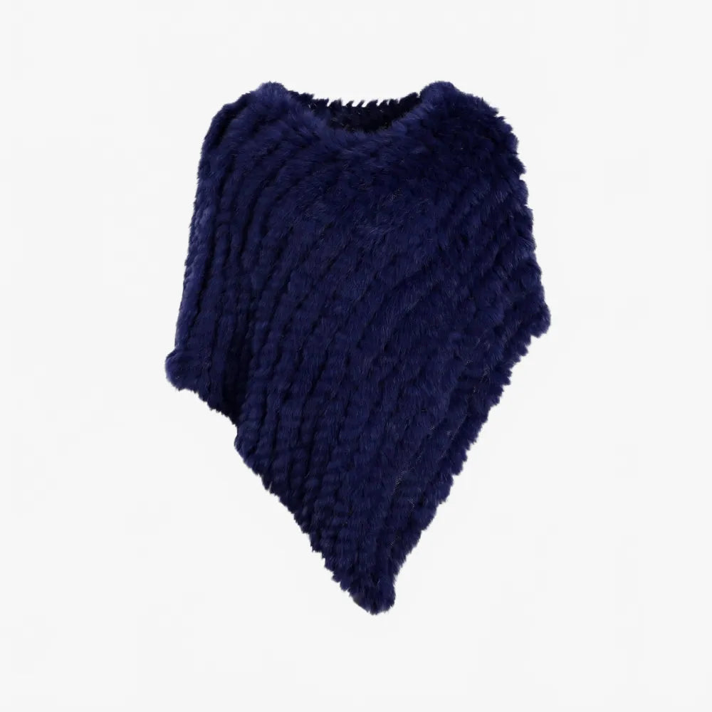 Poncho élégant bleu pour femmes ambiance hivernale-Poncho Passion
