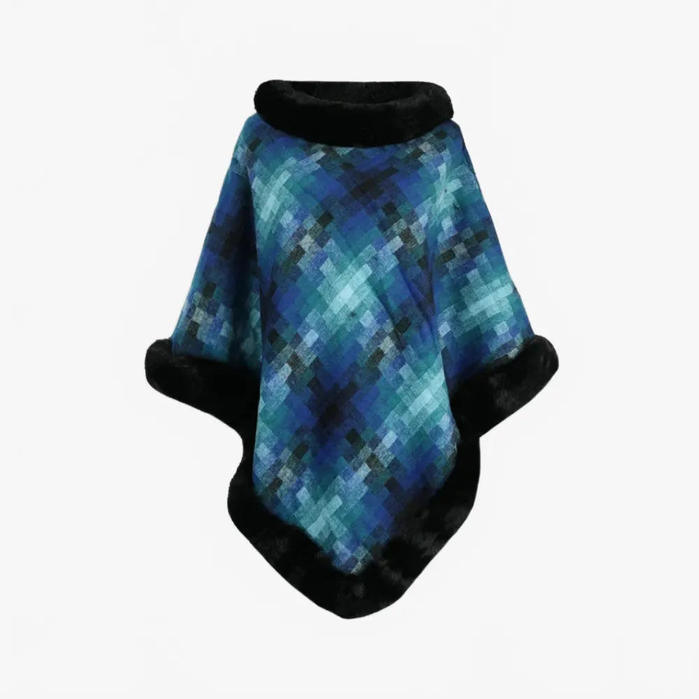 Poncho élégant bleu pour l'hiver femme chic-Poncho Passion