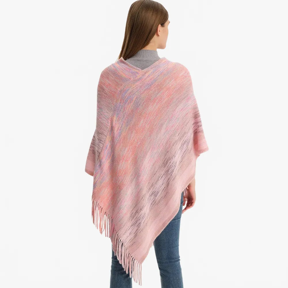 Poncho élégant col V pour toutes saisons-Poncho Passion