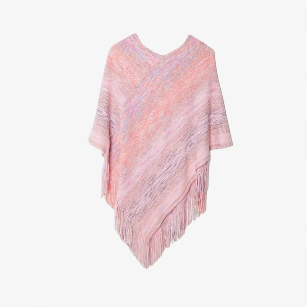 Poncho élégant col V pour toutes saisons-Poncho Passion