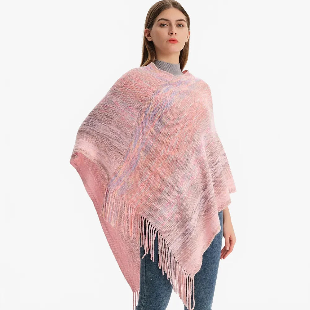 Poncho élégant col V pour toutes saisons-Poncho Passion