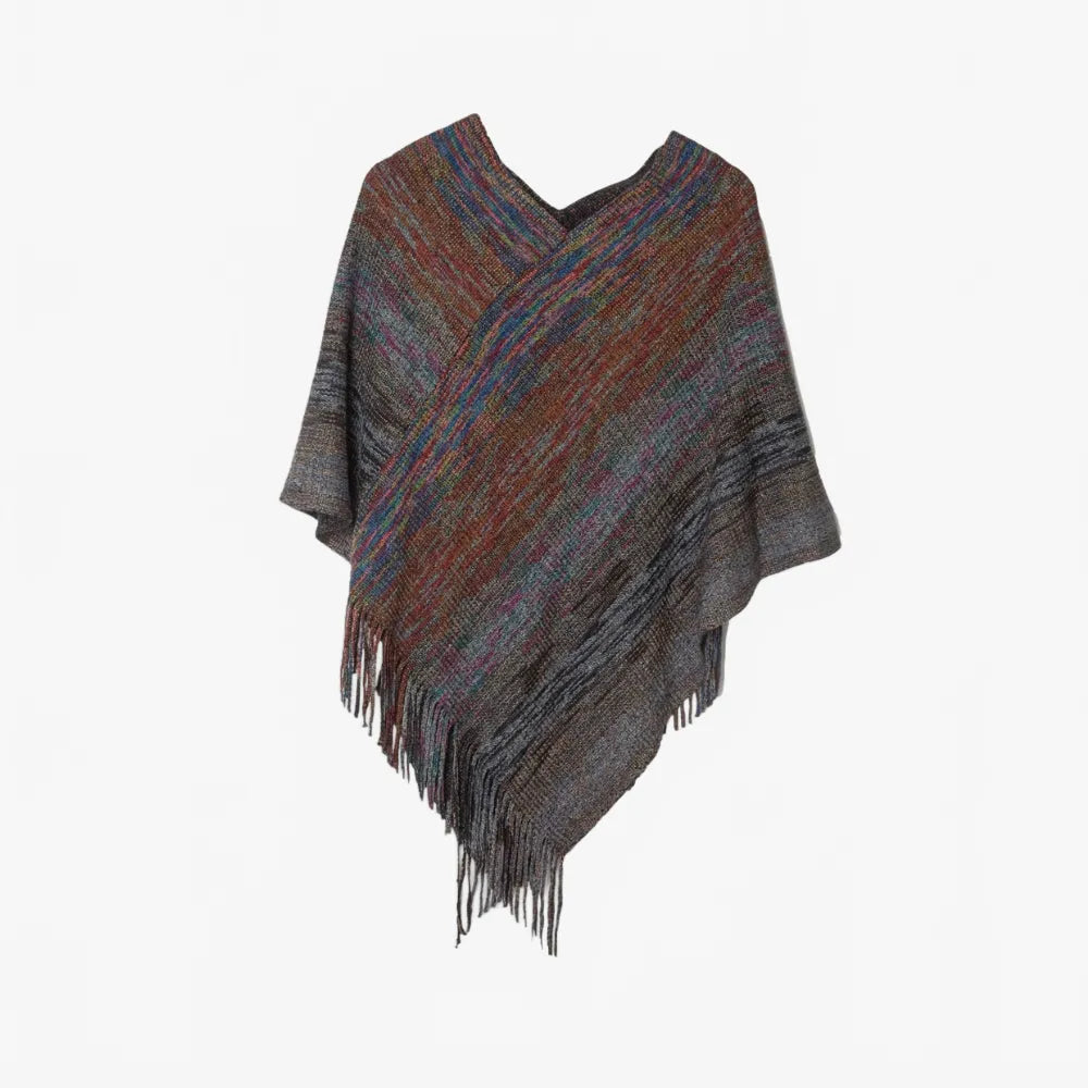Poncho élégant col V pour toutes saisons-Poncho Passion