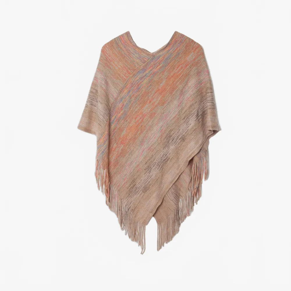 Poncho élégant col V pour toutes saisons-Poncho Passion