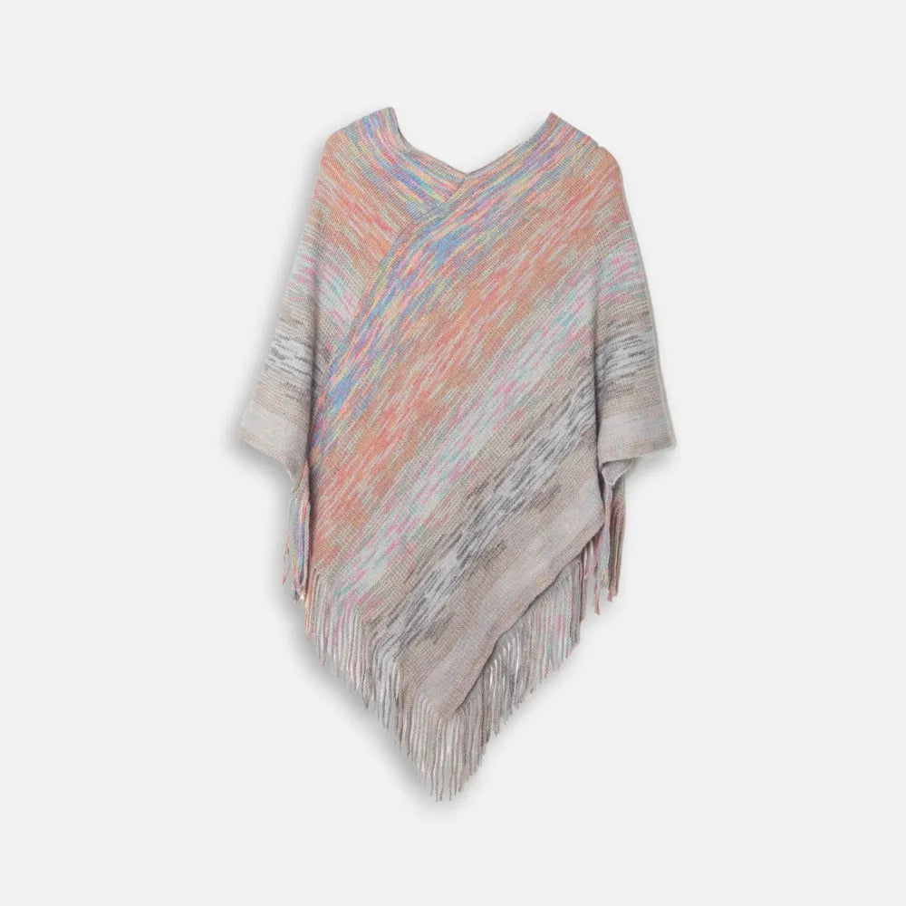 Poncho élégant col V pour toutes saisons-Poncho Passion
