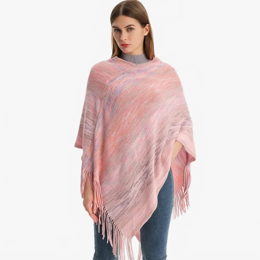 Poncho élégant col V pour toutes saisons-Poncho Passion