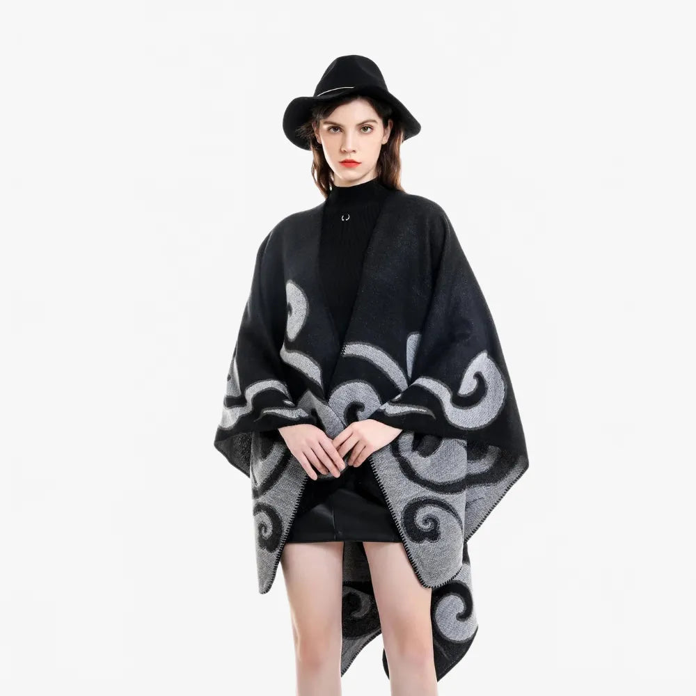 Poncho élégant en cachemire pour femme-Poncho Passion