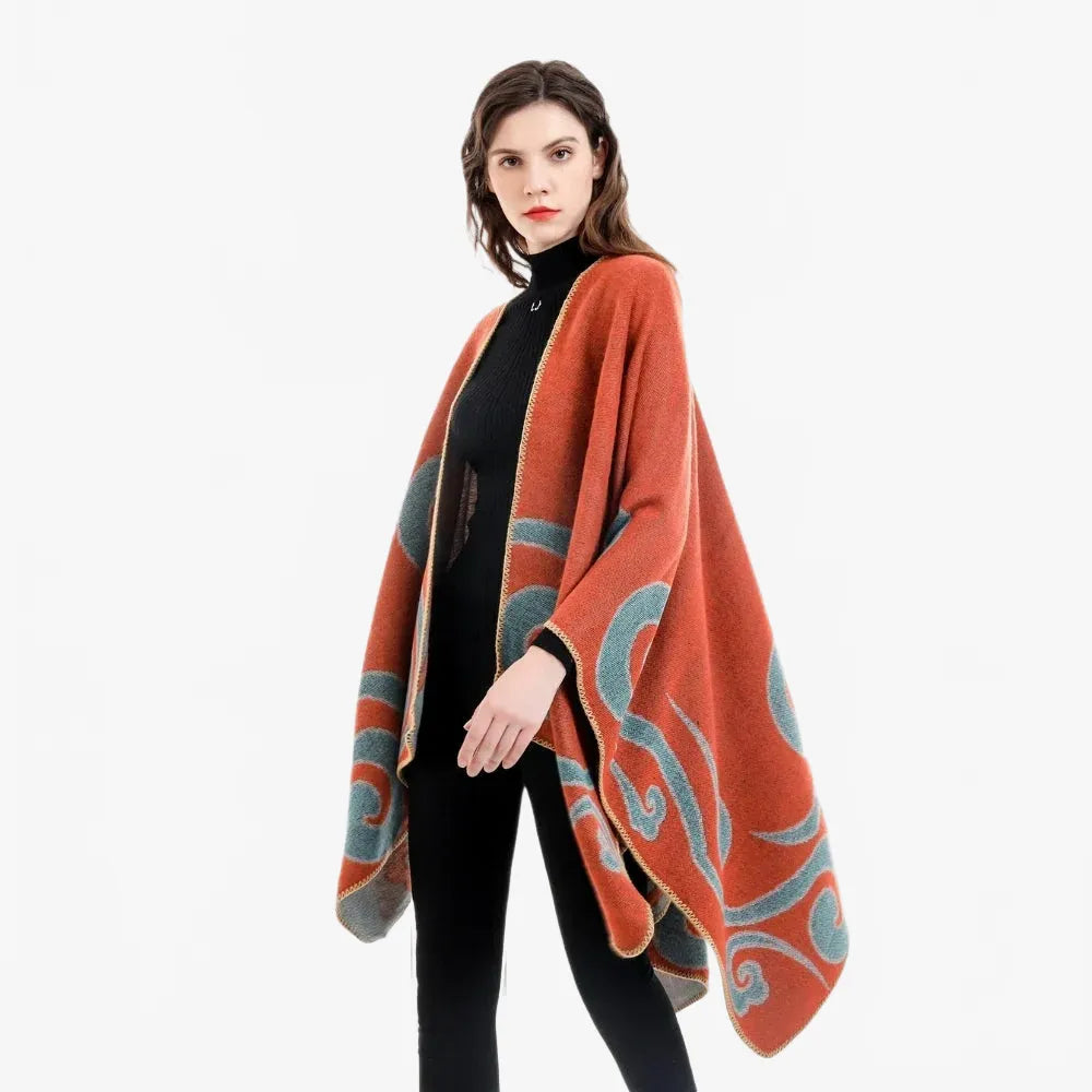 Poncho élégant en cachemire pour femme-Poncho Passion