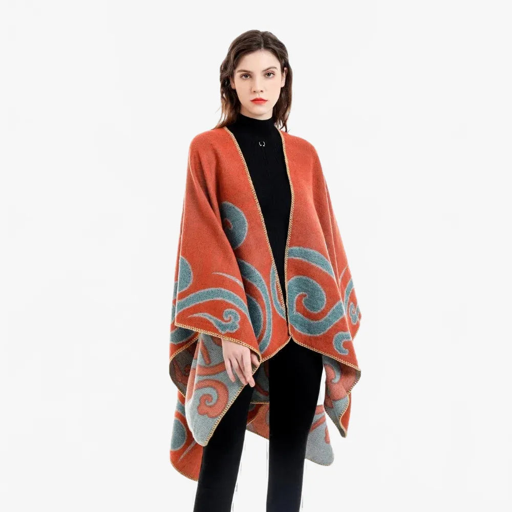 Poncho élégant en cachemire pour femme-Poncho Passion