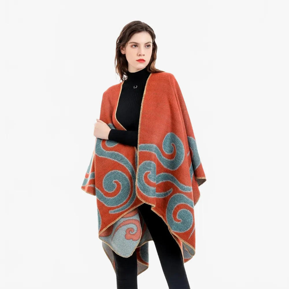 Poncho élégant en cachemire pour femme-Poncho Passion