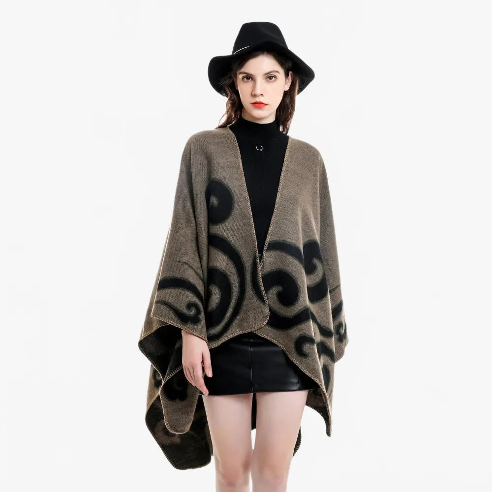 Poncho élégant en cachemire pour femme-Poncho Passion