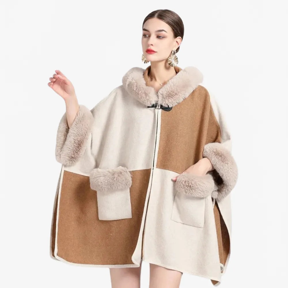 Poncho élégant en fausse fourrure pour femme-Poncho Passion