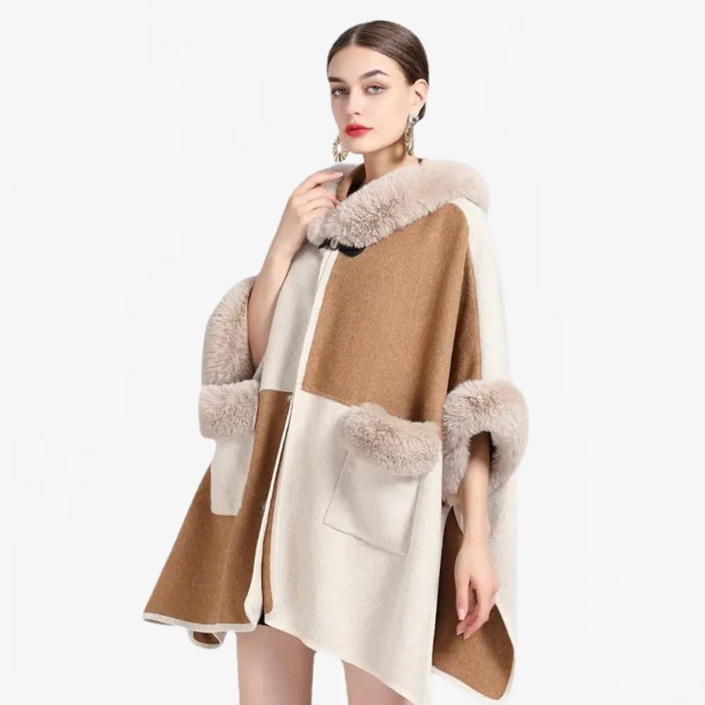 Poncho élégant en fausse fourrure pour femme-Poncho Passion