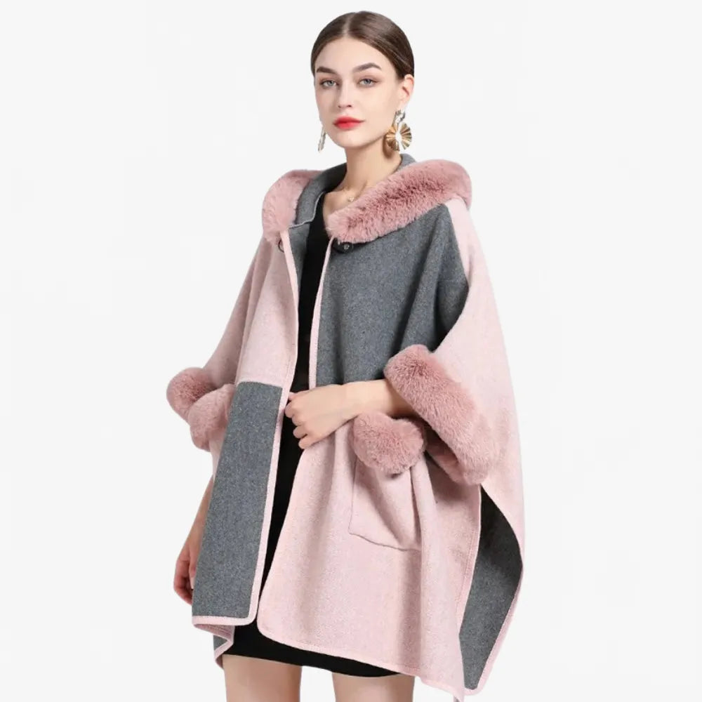 Poncho élégant en fausse fourrure pour femme-Poncho Passion