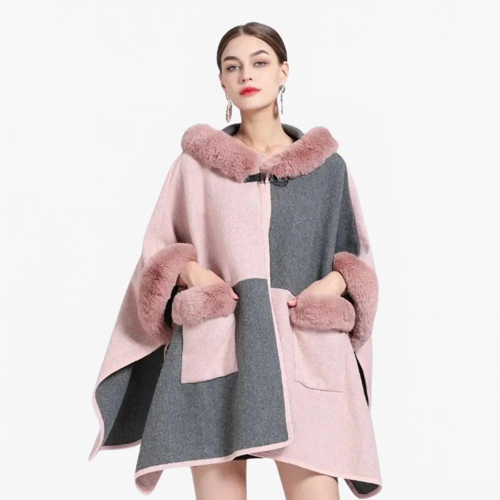 Poncho élégant en fausse fourrure pour femme-Poncho Passion