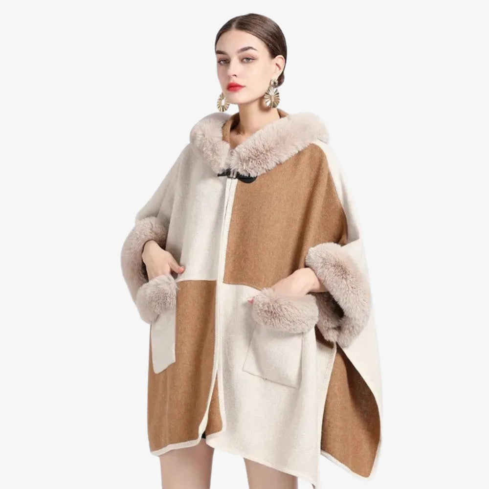 Poncho élégant en fausse fourrure pour femme-Poncho Passion