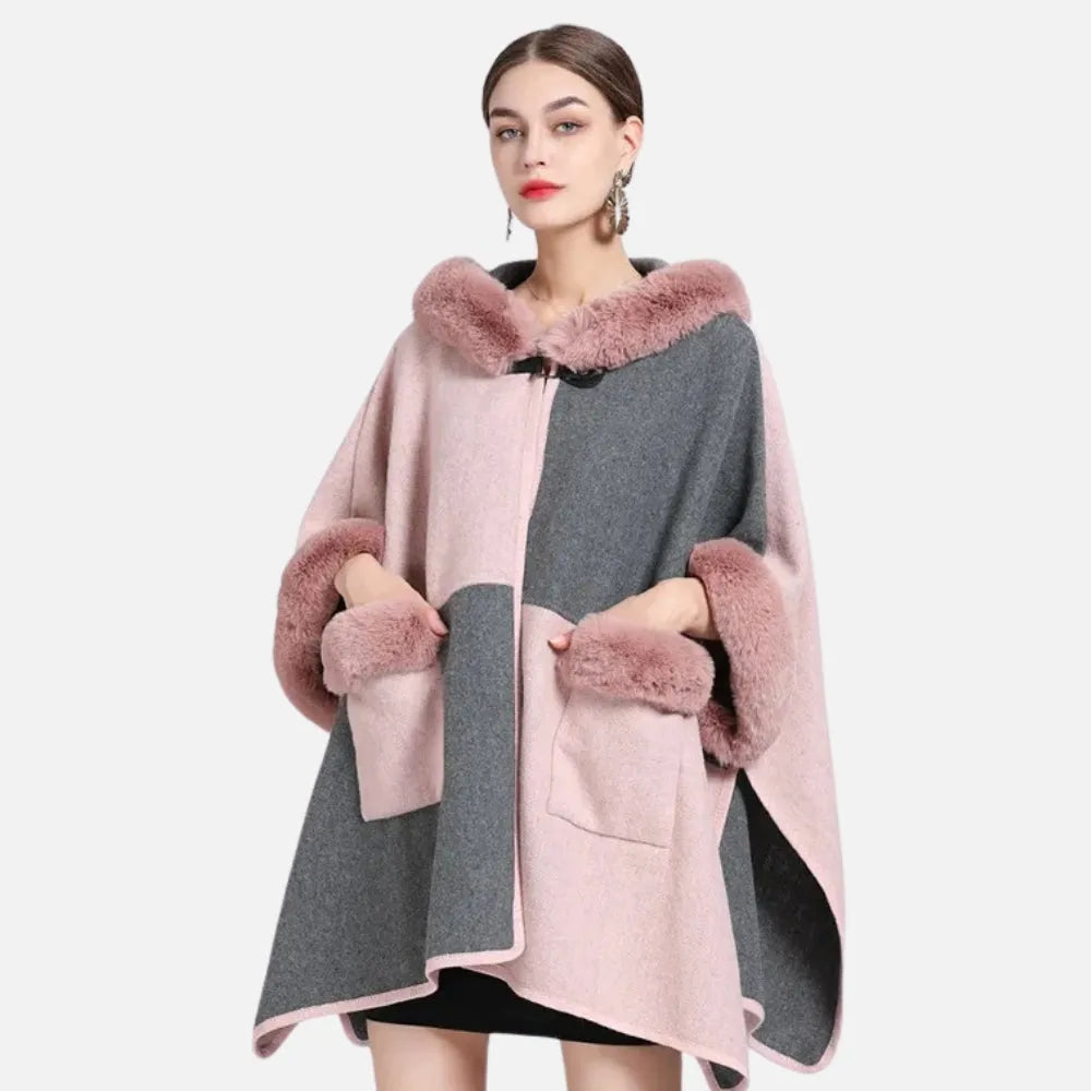 Poncho élégant en fausse fourrure pour femme-Poncho Passion
