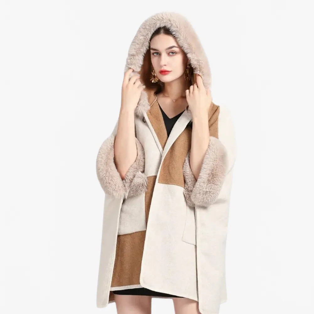 Poncho élégant en fausse fourrure pour femme-Poncho Passion