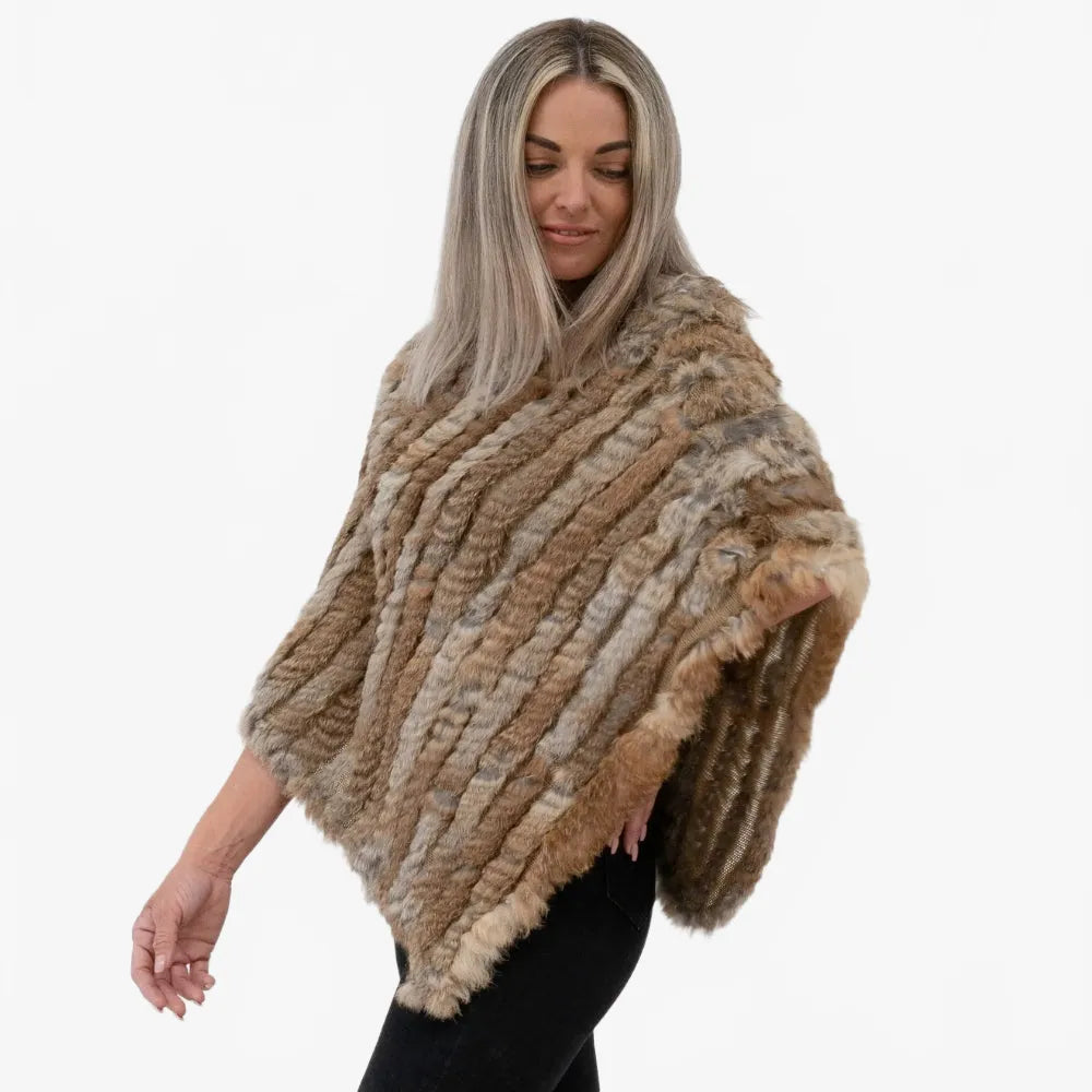 Poncho élégant en fausse fourrure pour l'hiver-Poncho Passion