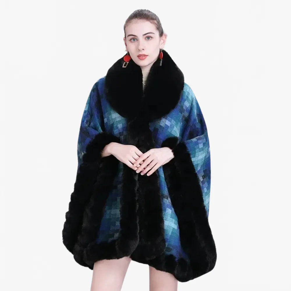 Poncho élégant en fourrure pour femme hiver chic-Poncho Passion